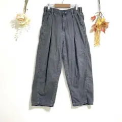 GU ジーユー【XS】デニム アンクルパンツ ウエストゴム ダークグレイ