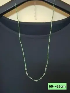 ロングネックレス グリーン メタルパーツ