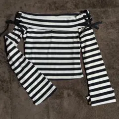 SHEIN ストライプ オフショルダー 長袖カットソー S