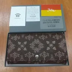 ✨未使用✨印傳屋鹿革花柄エンボス加工Folkyライン長財布のサムネイル