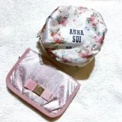 ANNA SUI LANVIN ポーチ　花柄　ピンク　アナスイ　ランバン
