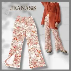 ジーナシス JEANASIS マーブル柄フレアパンツ 総柄 スリット 春夏 Fのサムネイル