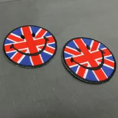 刺繍　アイロン　ワッペン　スマイル　にこちゃん　国旗　イギリス　2枚セット