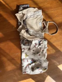 ロンパース・カバーオール ベージュ チェック柄