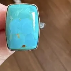 青緑色　ターコイズ　スクエア　シルバーリング