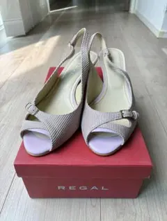 REGAL ピンク　コーデュロイ スリングバックサンダル