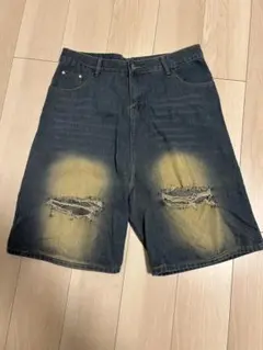 ダメージ加工 ダークブルーショートパンツ