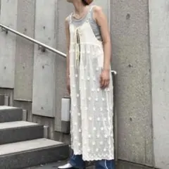 サマンサモスモス チュール刺繍前後2WAYノースリワンピース キナリ