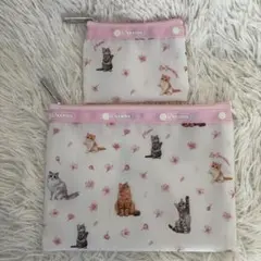 【新品未使用】レスポートサック MAQUIA 猫×桜柄 キュートポーチセット