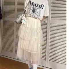 チュール ティアードスカート リボン バレエコア