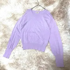 【エルガナ】elgna◆ ラベンダー◆パフスリーブ◆ニット袖パール付き◆長袖