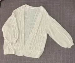 アイボリー ケーブル編み カーディガン