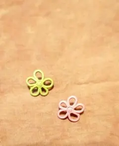 ラ・ドログリー 花形ボタン ピンク イエロー 2個セット☆