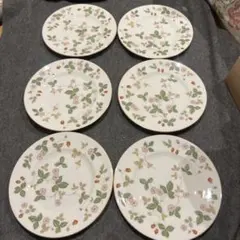 美品】ウェッジウッド ワイルドストロベリー 17.5cm黒壺プレート5枚