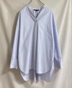 アンタイトル　4 エステネージュブロードスキッパーシャツ ブラウス　長袖　水色