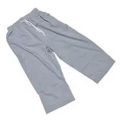 グレー ワイドパンツ ウエストゴム S相当 7分丈 ゆったり カジュアル 春 夏