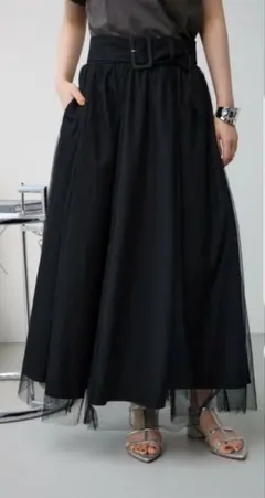 チュールレイヤードフレアスカート　AZULbymoussy