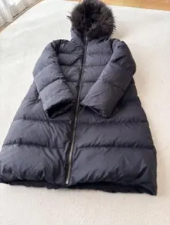 【ナノユニバース】ラクーンファー ロングダウンコート ブラック 黒 38