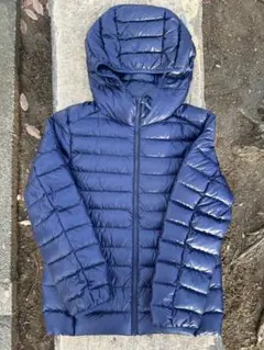 00s OLD UNIQLO ダウンジャケット パーカー ネイビー y2k 光沢