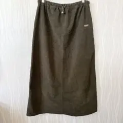 【マタニティL】暖かフリース ロングスカート ウエストゴム カーキ 妊婦服