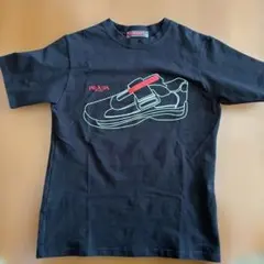 PRADA スニーカープリント 半袖Tシャツ ブラック
