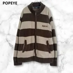 ポパイ　ボーダー柄ジャケット　M 長袖ニット　ジャンパー　羽織り　アクリル100