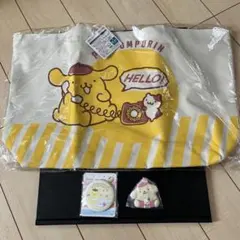 ポムポムプリン トートバッグ　ラバーマスコット　缶ミラー　3個セット