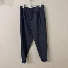 ダークブルー テーパードパンツ ゴムウエスト