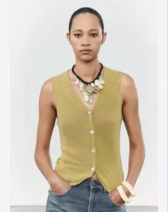 ZARA PLAIN KNIT LINEN TOP