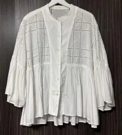 SALON adam et rope 刺繍ブラウス ホワイト Fのサムネイル