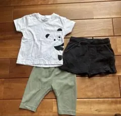ベビー服 3点セット パンダTシャツ ショートパンツのサムネイル