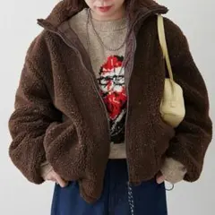 Remind me and forever ネップボアブルゾン ブラウン