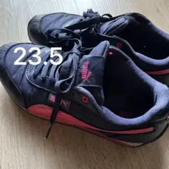 23.5cm PUMA スニーカー ネイビー ピンク レディース　紺色
