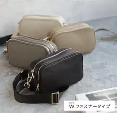 W.ファスナータイプ ショルダーバッグ ブラック