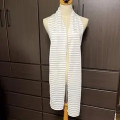 白とシルバーラメのストライプ 細長いストール