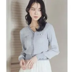 earth music&ecology ボーダーVネックコンパクトカーディガン