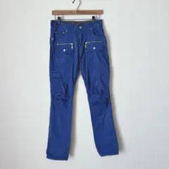 1583 セマンティックデザイン カーゴパンツ 青 S ストレッチ ジッパーのサムネイル