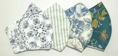 女性用布製マスク② 4枚セット 花柄 ストライプ 大人 上品 ハンドメイド