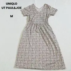 ユニクロ UT PAUL&JOE 半袖ワンピース ロング Vネック 花柄 M