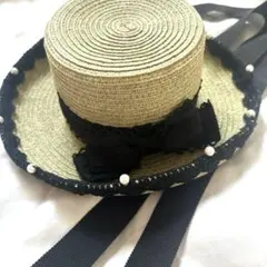 最終値下げ！Chapeau d' O シャポード オー 麦わら帽子 ドット柄美品