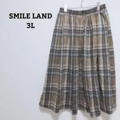 スマイルランド　スカート　フレア　チェック　ウエストゴム　大きいサイズ　3L
