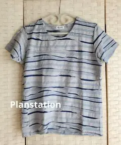 【新品未使用タグ付き】Plantation 半袖Tシャツ 変則折りひだストライプのサムネイル