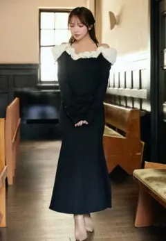 ミストレアス　Whipped Ruffle Semi-Mermaid Dress