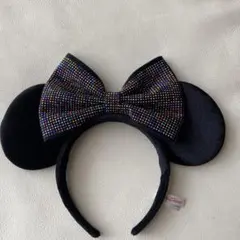 ディズニー　　ミニーリボン　　カラフルラインストーンカチューシャ