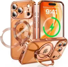 [新品未開封]iPhone 17Pro Max用ケース オレンジ 回転スタンド