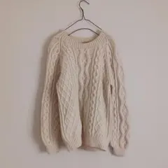 フ*ル様 ヴィンテージ アラン編み フィッシャーマンニット セーター 70s 8