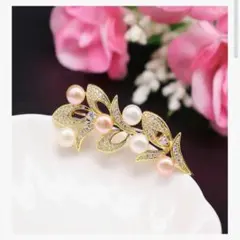 ゴールド 花モチーフ パール ブローチ 入学式卒業式 パーティー