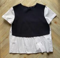 ZARA ザラ 半袖 トップス ニット 布帛 シャツ ブラウス ネイビー