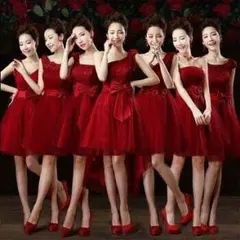 FK290 ノースリーブワンピ ドレス ワインレッド フレア