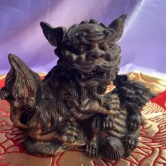 中国古玩 陶磁器 緑釉 獅子像1体 狛犬 大型62㎝ 魔除け 古美術 骨董品
